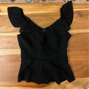 White House Black Market Black Eyelet Blouse